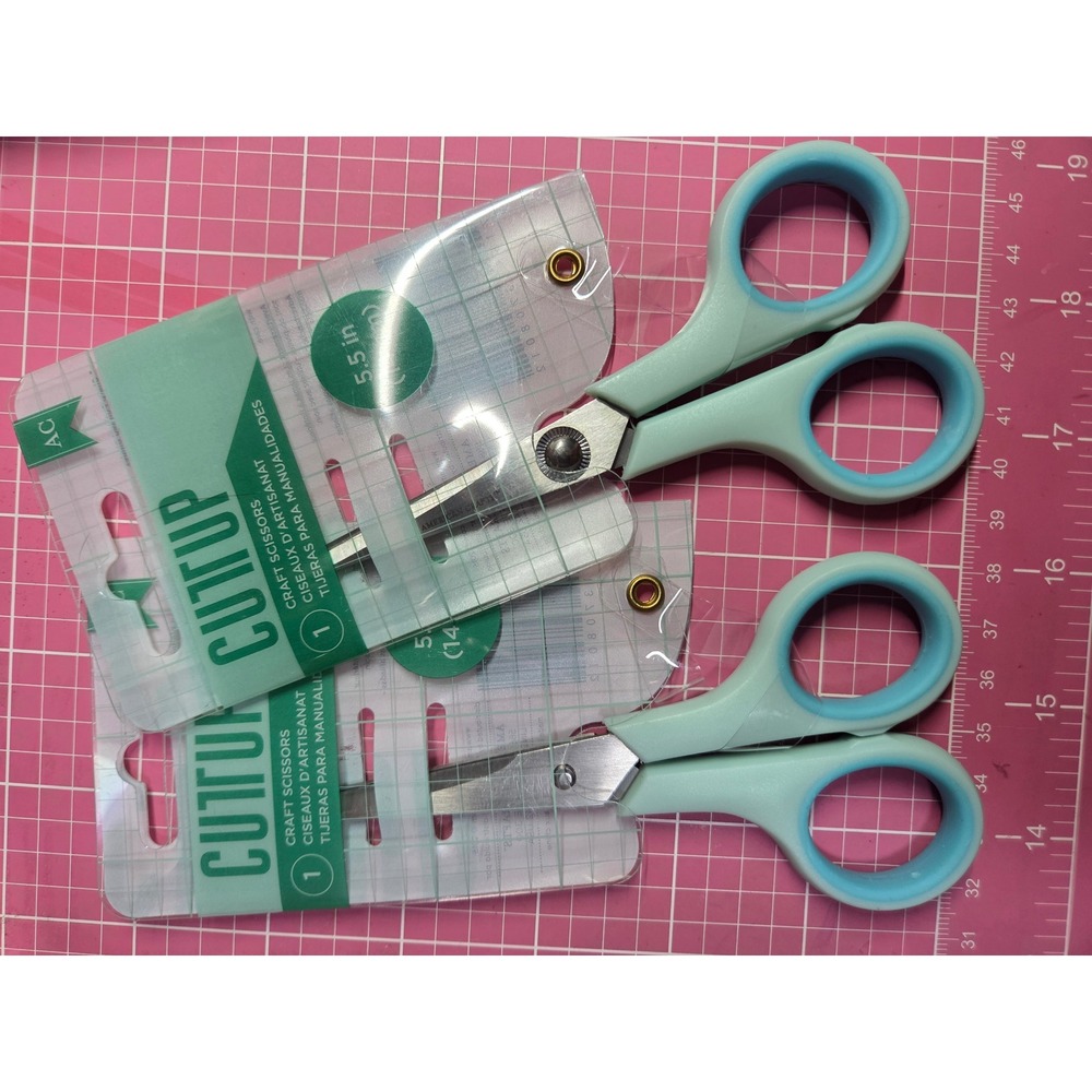 American Crafts Cutup Craft Scissors 2 Pack Mint Blue 5.5in Pointed Blade 370801
